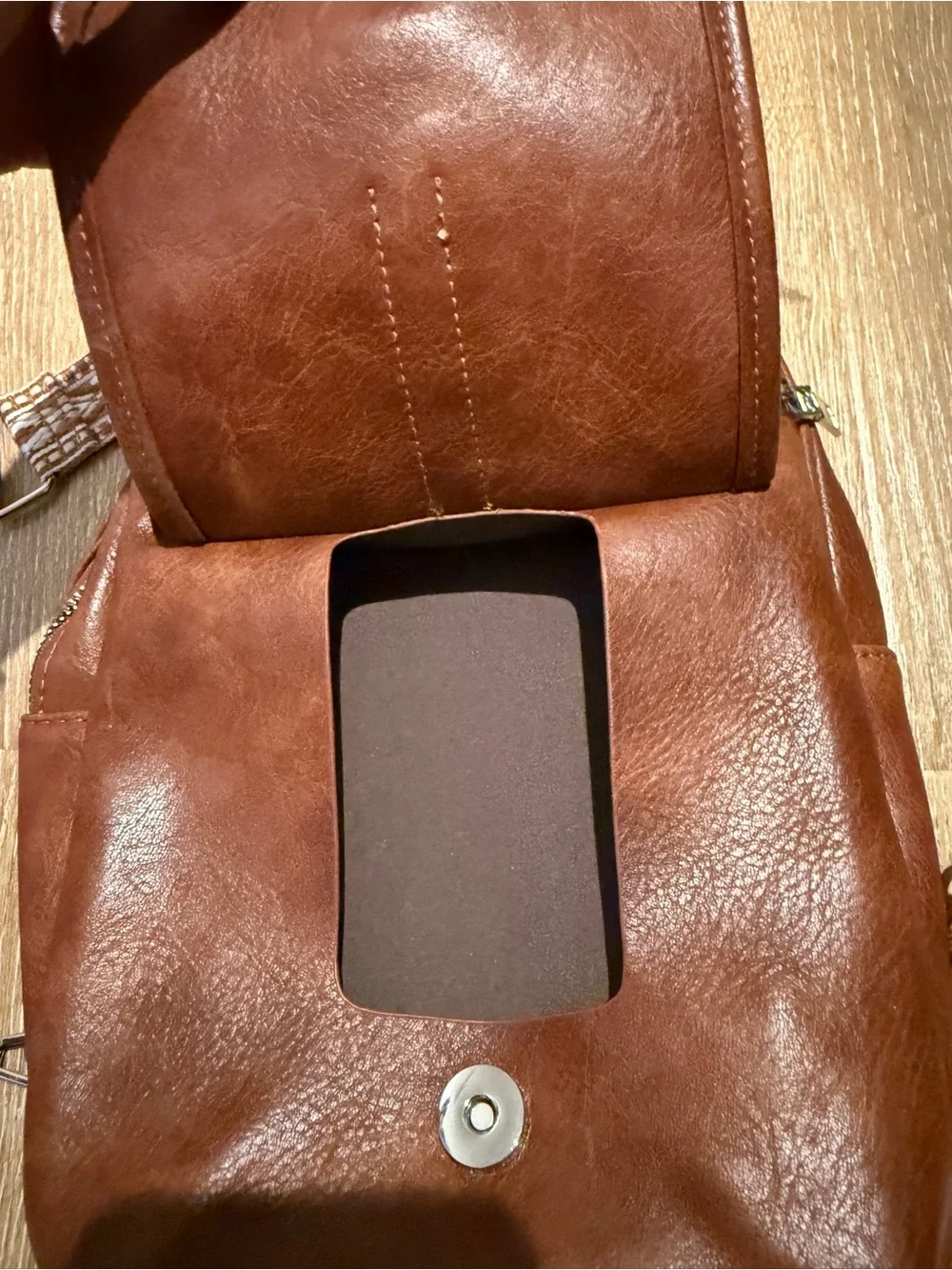 Brown Leather Crossbody Mini Sling Diaper Bag- Unbranded